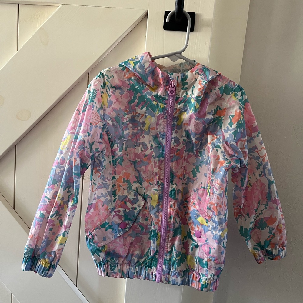 Joules 5T floral, print, rain jacket, lightweight